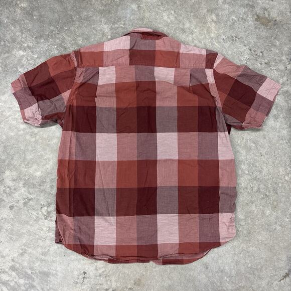 Carhartt Button Up Shirt Mens Extra Large Maroon Buffalo Plaid Comfort Relaxed - Picture 4 of 10